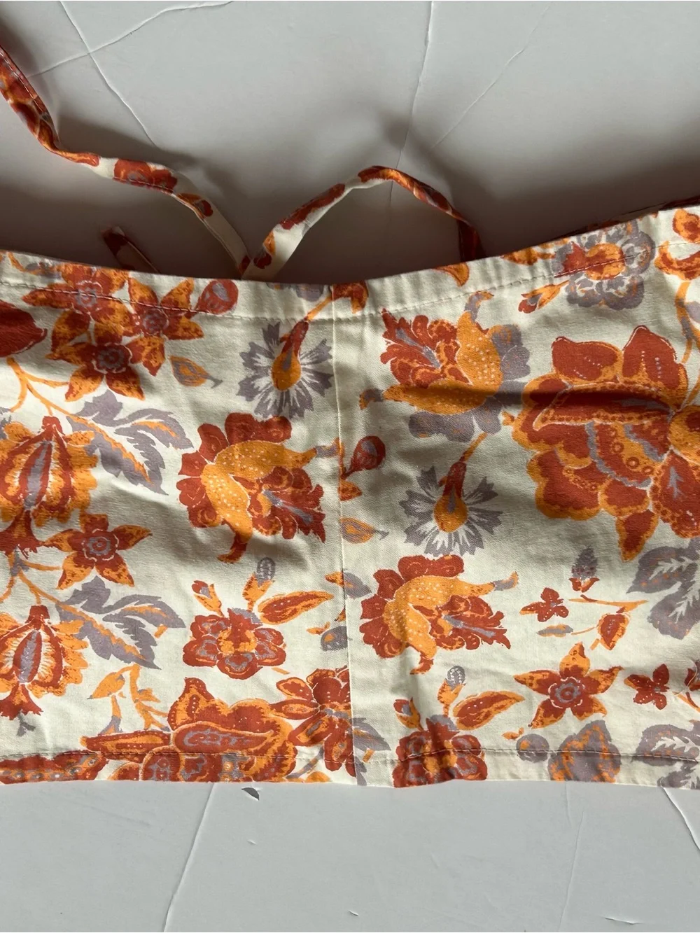 Free People High-Waist Floral Drawstring Shorts - Orange & Cream